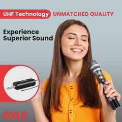 Pyle UHF Wireless Microphone System Kit – Portable Professional Cordless