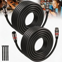 XLR 3-Pin 100FT/30M Cable 2-Pack Male-Female Mic/Mixer/Speaker