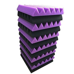 12 Pack Wedge Purple/Black Acoustic Soundproofing Studio Foam Tiles 2″x12″x12″