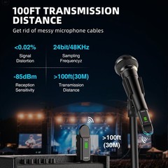 LEKATO Wireless Microphone Transmitter Receiver 5.8GHz Plug On XLR Rechargeable