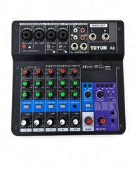 TEYUN A6 6-Channel Stereo Mixer DSP Phantom Power 24-bit/48kHz