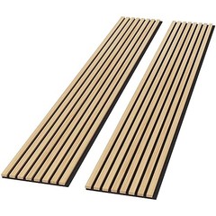 2 Pack Acoustic Solid Wood Wall Panels, 94.49” x 12.6” Natural Oak-1