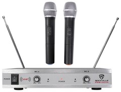 Rockville RWM1202VH VHF Wireless (2) Handheld Microphone System, Metal Dual
