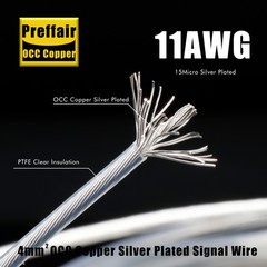 5M Silver Plated OCC Lines Copper Cable for HiFi Amplifier Headphone Speaker