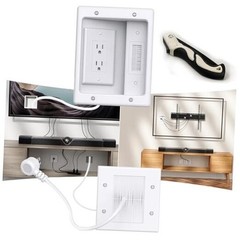 in-Wall TV Cable Concealer Kit with Recessed Power – 2 AC Outlet, 9ft White