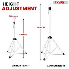 5Core Speaker Stand Tripod Tall Adjustable 72 Inch DJ Studio Monitor Stands Pole