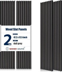 Woven Sound Wood Slat Wall Panels 2pk – Deep Gray 47×12.5 Acoustic Soundproof