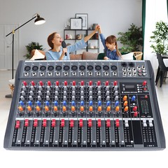 12 Channel Audio Mixer Bluetooth USB DJ Sound Mixing Console Amplifier Studio