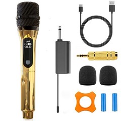 Wireless UHF Rechargeable Handheld Multipurpose Microphone Golden 150 FT