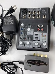 Behringer DJ Lot Mixer XENYX502 Mic XM8500 Headphones HPM1000 U-Control UCA200