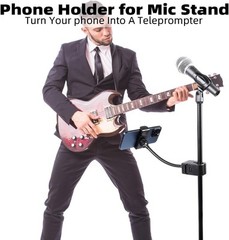 Mic Stand Phone Holder, Flexible Mount with 7.9″ Removable Clip