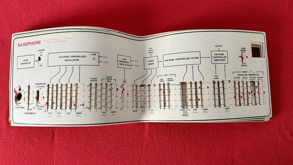 Lot of 10 Original Vintage Arp Axxe Synthesizer Paper Overlays Presets RARE