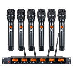 Wireless Microphone System UHF 6 Handheld Metal Dynamic Mic Church KTV School
