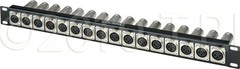 16ch Feed-thru Patch Panel with Female XLR Connectors on Front and Male Rear