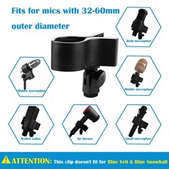 KayNicam Large Microphone Clip, Heavy-Duty Universal 3.96 inches, Black
