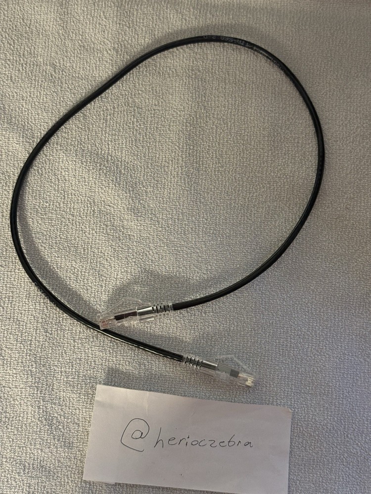 Cat 6a Black 2ft Network Patch Cable U/UTP 28AWG ANSI/TIA-568