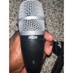 Shure PG56 Dynamic Snare Tom Drum Microphone with Rim Mount Clip Black Silver
