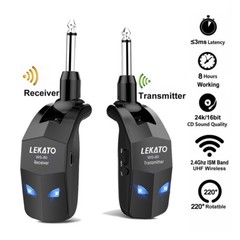 LEKATO WS-80 Wireless Guitar Transmitter Receiver Set 2.4Ghz ISM 4 Channel