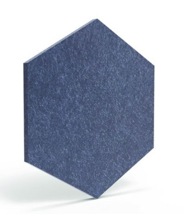 Box/6) Luxor RCLMHEX092 Stick-On Hex Decor Acoustic Panels, Storm Blue, 9.5”x11”