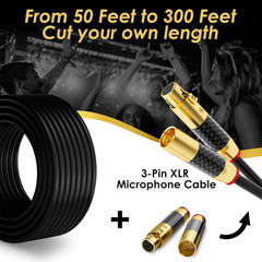 150ft XLR Microphone Cable – 21AWG Heavy-Duty DIY Audio Wire, Tinned Copper