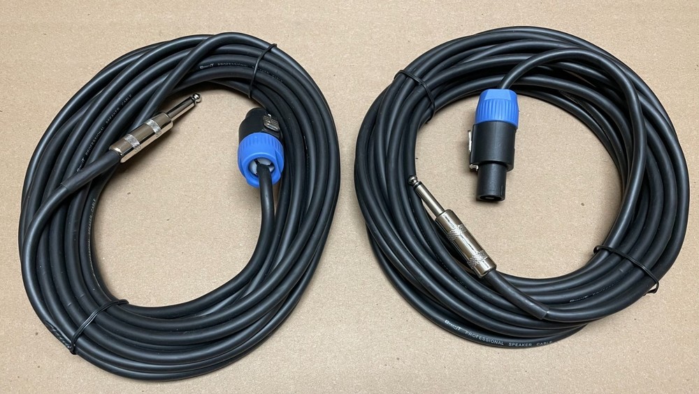 Set of (2) – 25 Foot – EXO 14g – Speakon -to- 1/4″ Speaker Cables ***NEW***