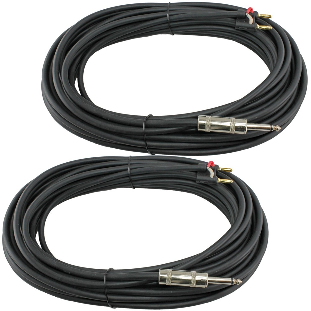 2x 50 FT foot feet pro audio 1/4 to dual banana plug speaker cable PA 16 gauge