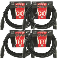 4 Pack Hosa Pro Microphone Cable HMIC-015, Neutrik REAN XLR3F to XLR3M 15Ft