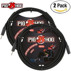 2-PACK Pig Hog 10FT Headphone Extension Cable 3.5mm F to 3.5mm M PHX35-10BK