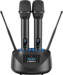 Rechargeable UHF Wireless Microphone System for Karaoke & Parties, 260Ft Range