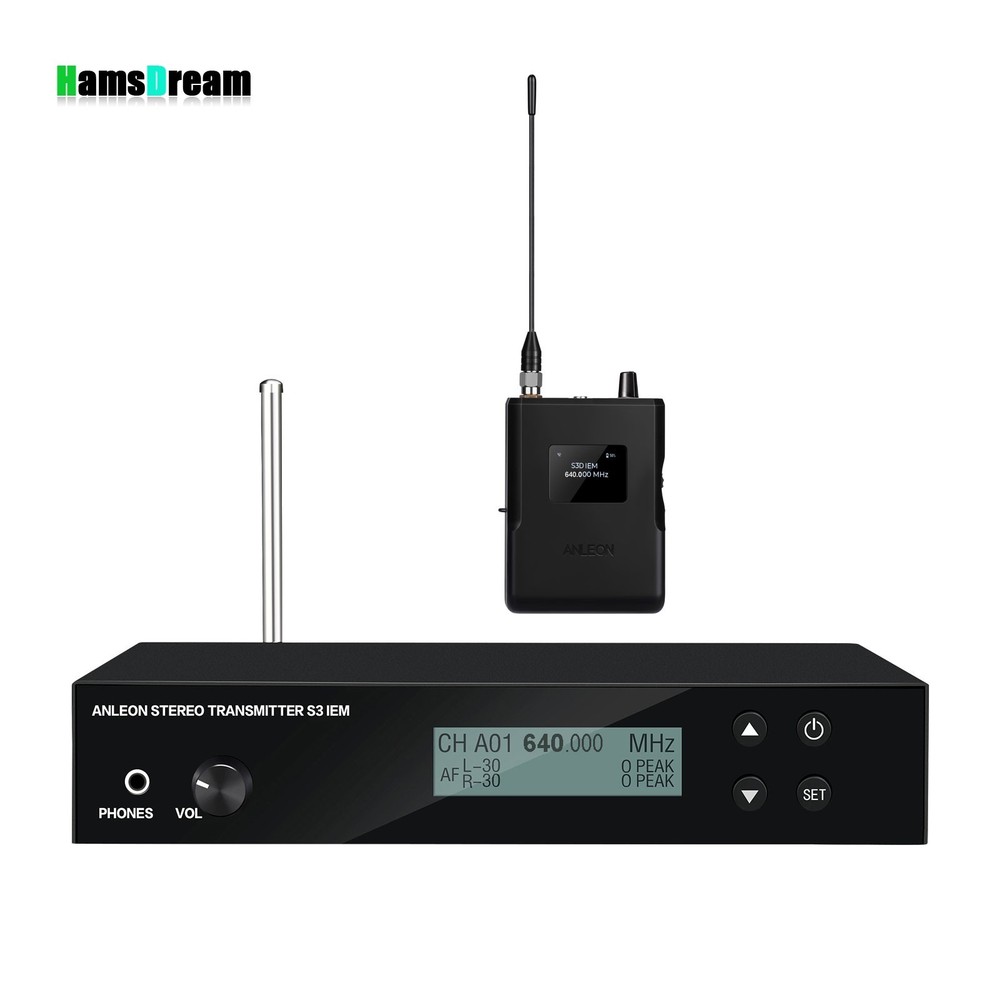 640-676MHz Transmitter+Receiver Kit Stereo Wireless In-Ear System for Stage