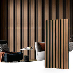 Walnut Wood Slat Acoustic Panels for Wall and Ceiling – 3D Sound Absorption