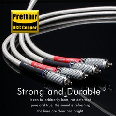 Preffair RCA Cable OCC Silver-Plated Audio Cable with Carbon Fiber RCA Connector