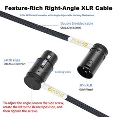 XLR Cable Adapter 1FT 2 Pack Rotatable Low-Profile Right Angle Mic Cord