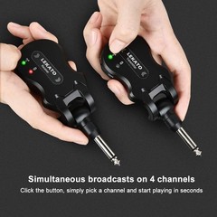 5.8GHz Wireless Guitar System – Rechargeable 4 Channel Transmitter & Receiver