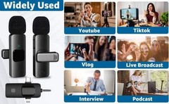 3 in 1 Wireless Lavalier Microphones for 2.5 x 1.5 x 0.8 inches, Black