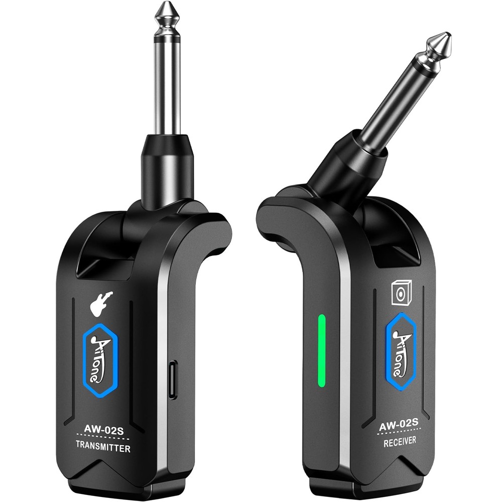 5.8GHz Wireless Guitar Transmitter Receiver 4 Channel Rechargeable Cordless G…