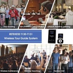 RetekessT130 Wireless Microphone Tour Guide System Transmitter 10Receiver Church