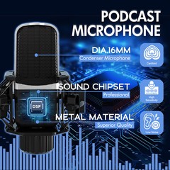 Professional Condenser Microphone Kit Complete Set For Podcast Studio Recording