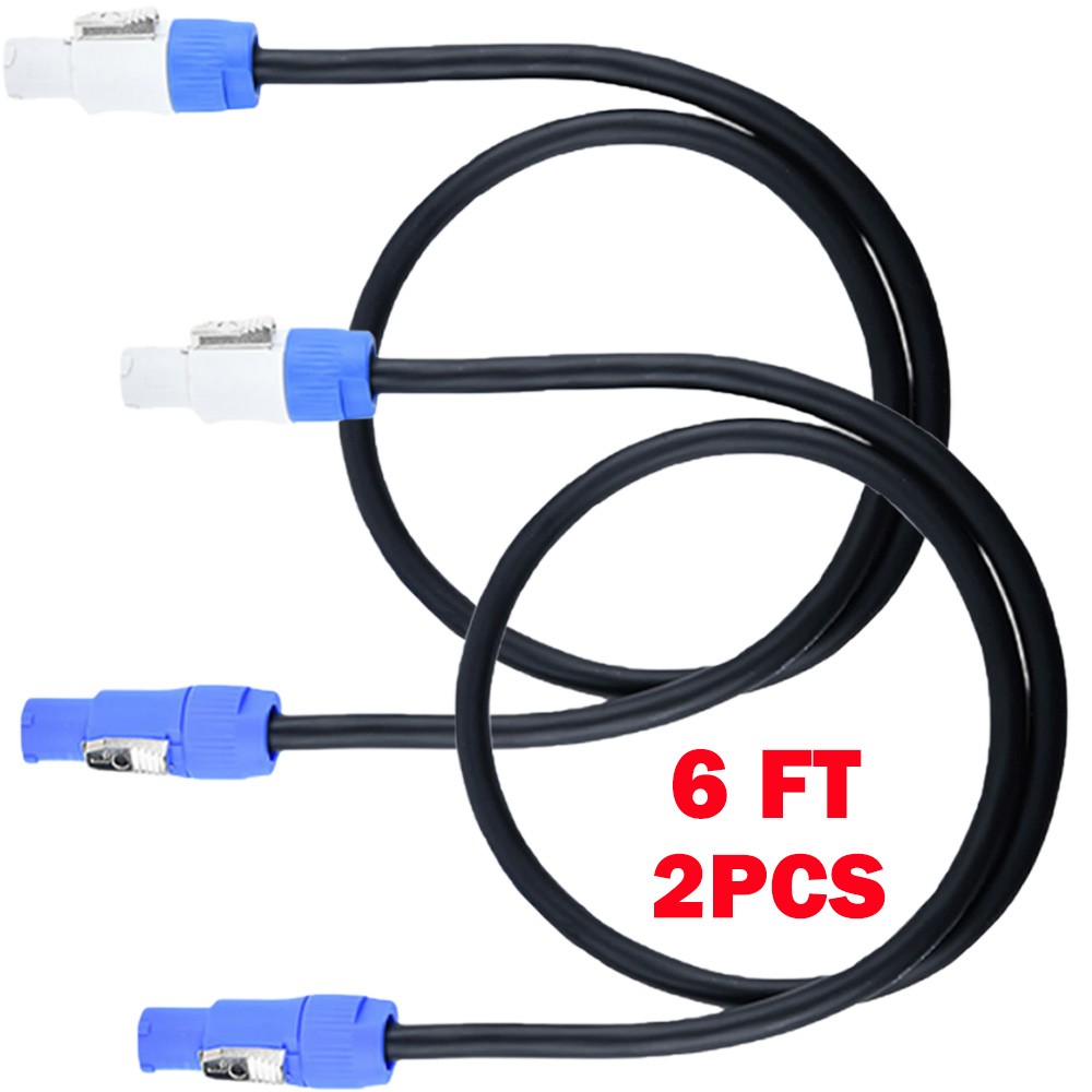 2Pcs 6ft 16AWG Stage Lighting Fixture For PowerCon Power-Through Blue Cable USA