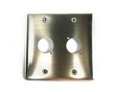 6 OSP Double Gang Stainless Un-loaded Audio Wall Plate w/ 2 Series „D“ Holes