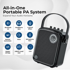 Voice Amplifier with 2 Wireless Microphones, 70W Portable Bluetooth Speaker