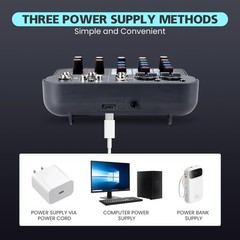 4 Channel DJ Audio Mixer, DJ Mixers Sound Board, Sound Mixer Board XLR 1/4 Inter