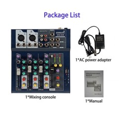4 Channel KTV Audio Mixer Console Mixing W/ 2CH UHF Handheld Church Microphone