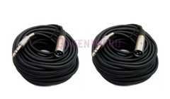 2 x 50FT XLR 3Pin Male to 1/4″ Stereo Plug Mic Microphone Audio Cord Cable 50’Ft