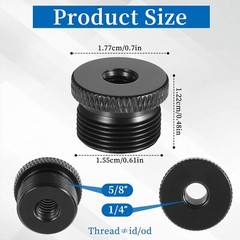 4 Pcs Microphone Stand Adapter 1/4 to 5/8 Screw Tripod Mount