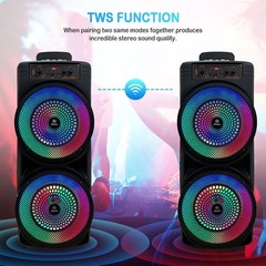 Dual 8.5“ Bluetooth Karaoke Party Speaker & Mic 1 Year Warranty NEW