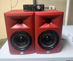 JBL 3 Series MkII Studio Monitors Pair + Focusrite Scarlett 2i2 Audio Interface