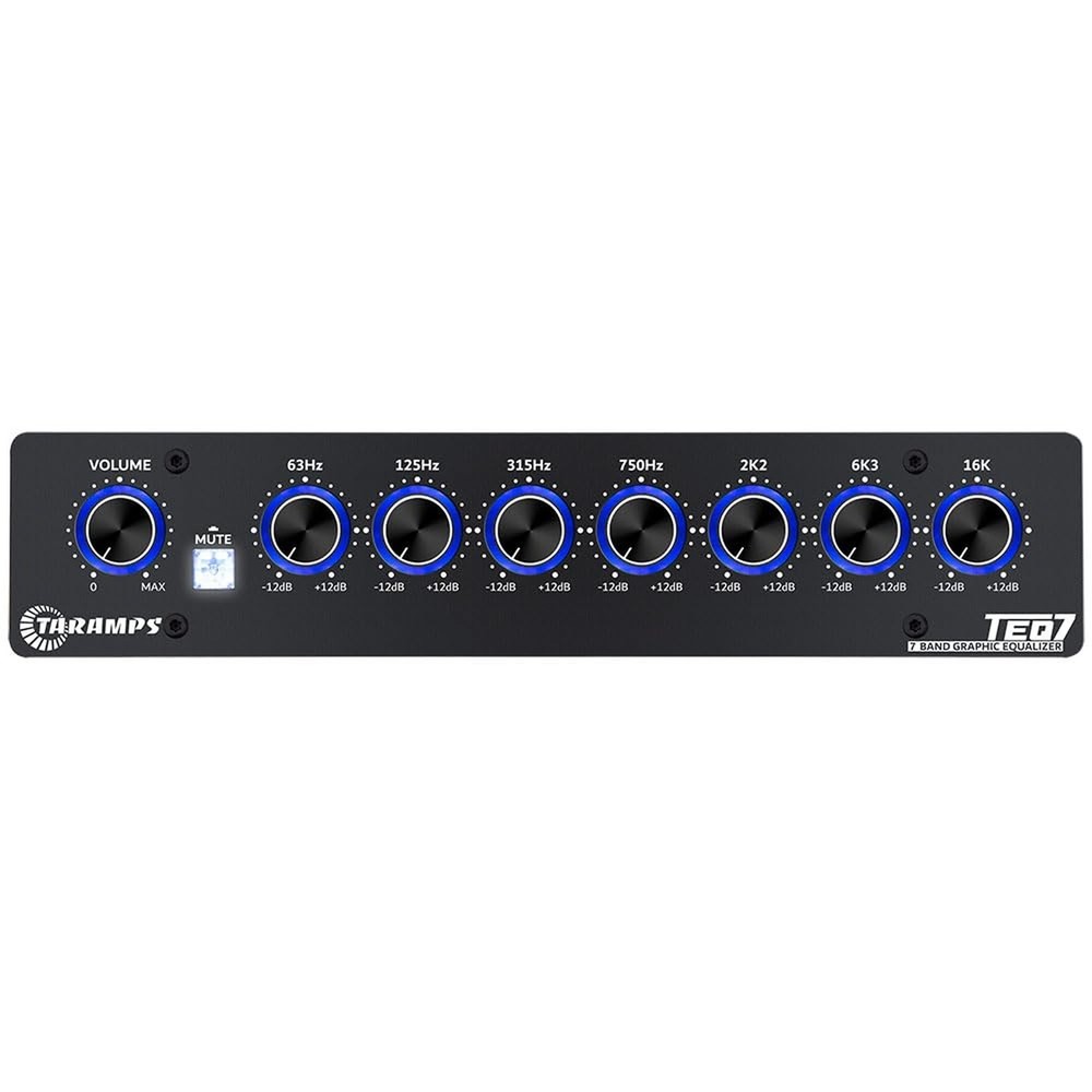 Taramp’s TEQ 7 Stereo 7-Band Graphic Equalizer RCA Input 2 Channels HPF and L…