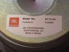 JBL M115-8A 15″ Speaker 8Ohms JRX215/JRX225/JRX200