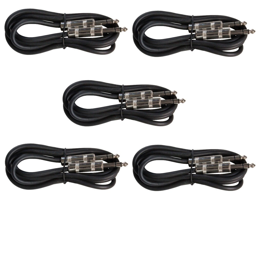 5 PACK 6 FOOT FT 1/4 TO 1/4″ TRS balanced shielded PA PRO AUDIO patch cable cord
